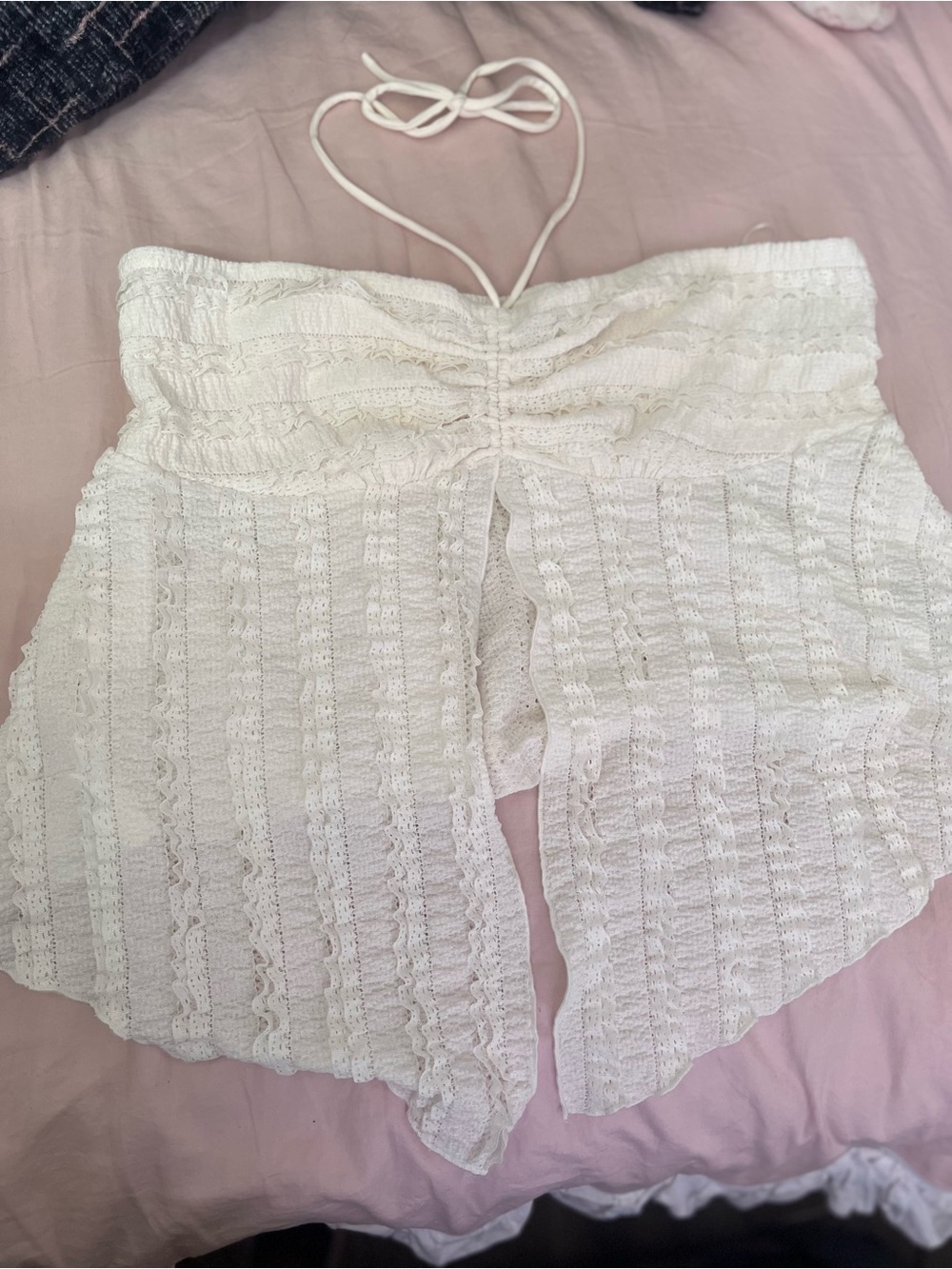 Urban Outfitters Cream Strapless Crochet Romper